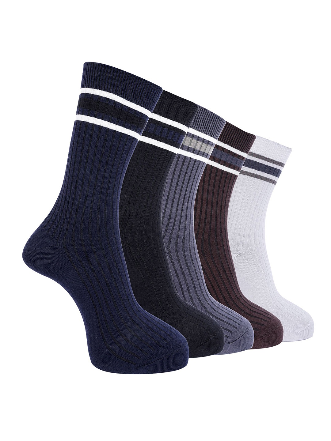 

Dollar Men Pack of 5 Free Size Above Ankle Cotton Socks, Brown