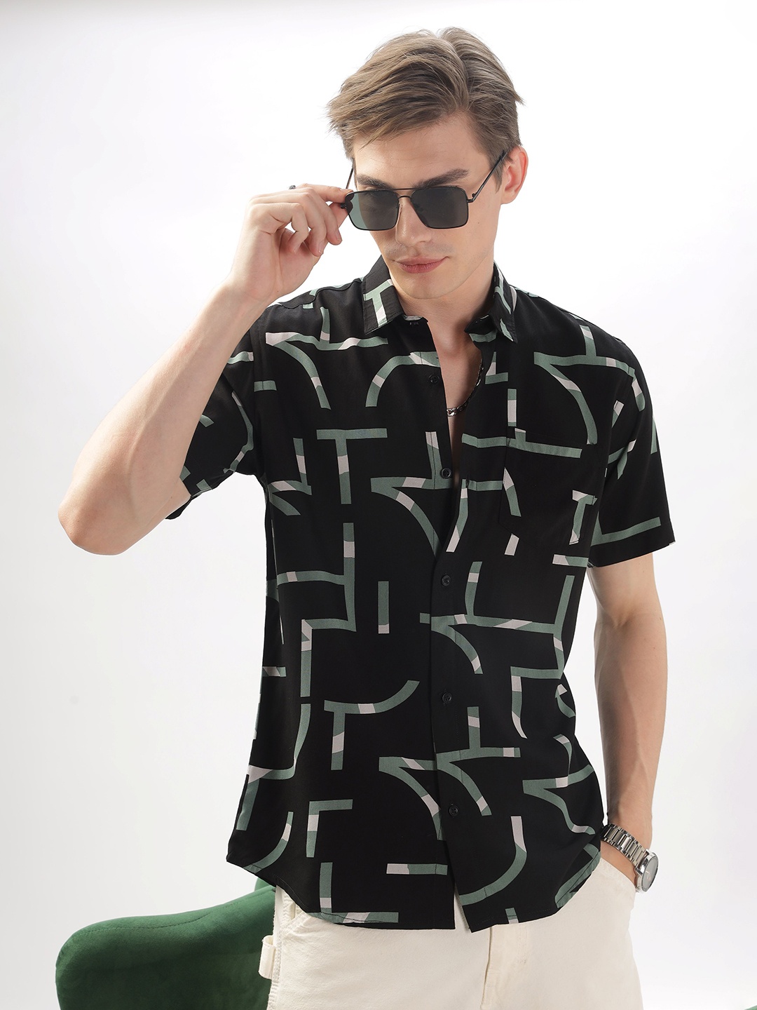 

BS BLUE SQUAD Men Opaque Printed Casual Shirt, Grey