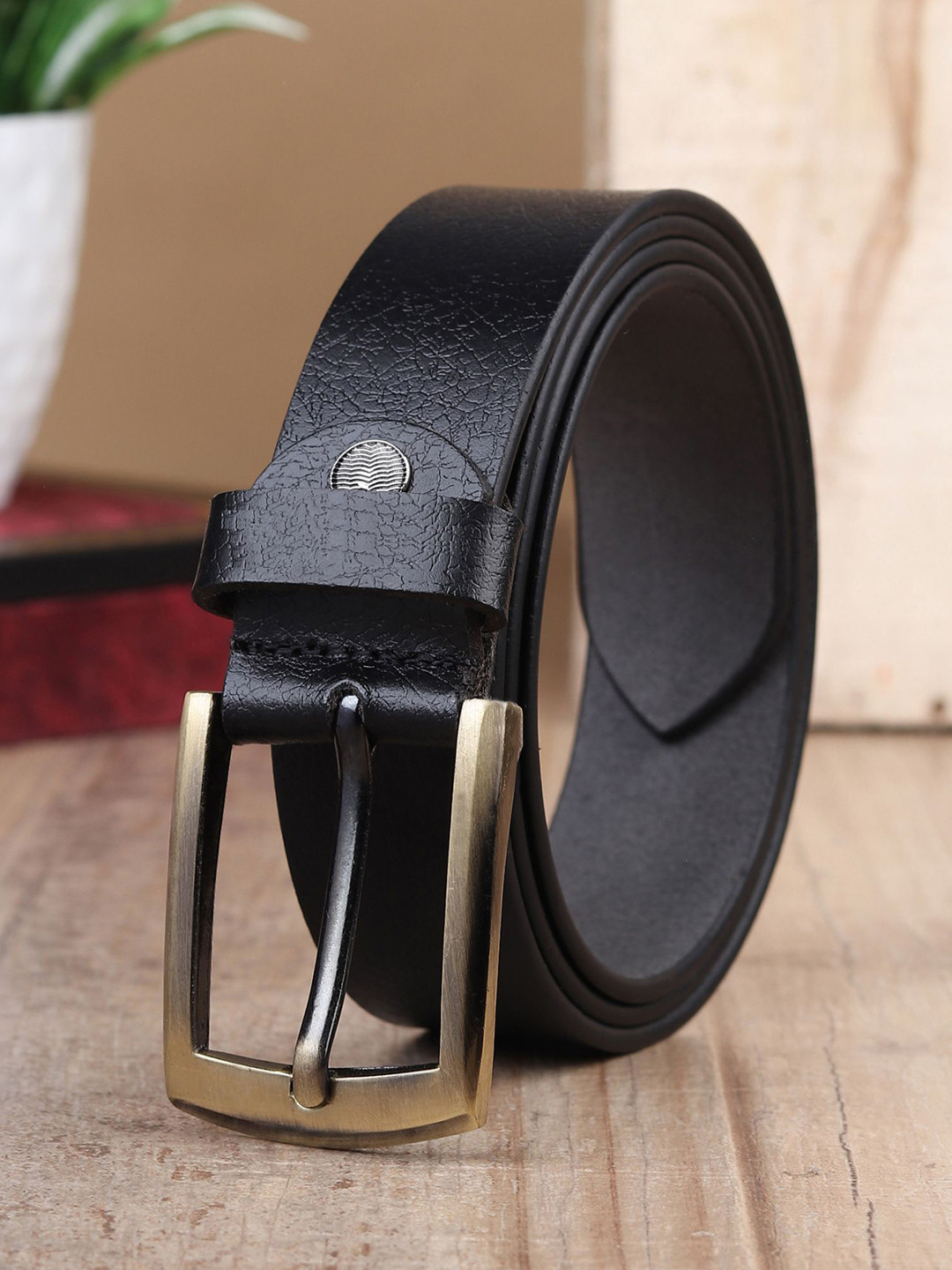 

Provogue Men Textured Leather Formal Belt, Black