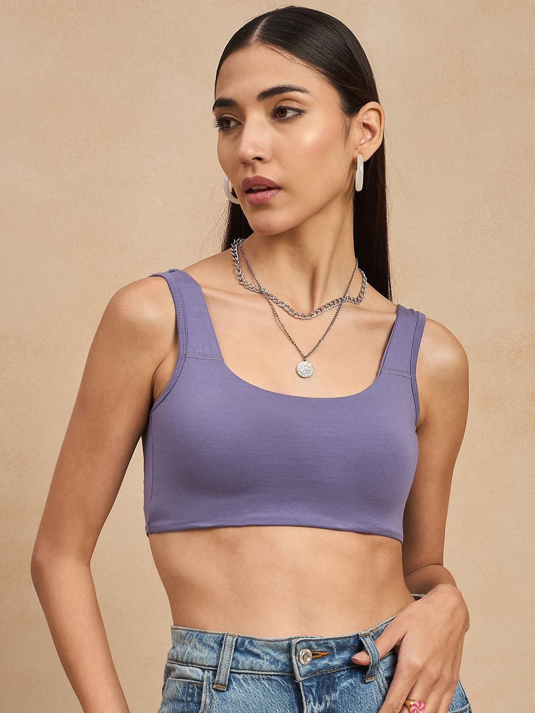 

COLOR CAPITAL Women Cotton Bralette Crop Top, Purple