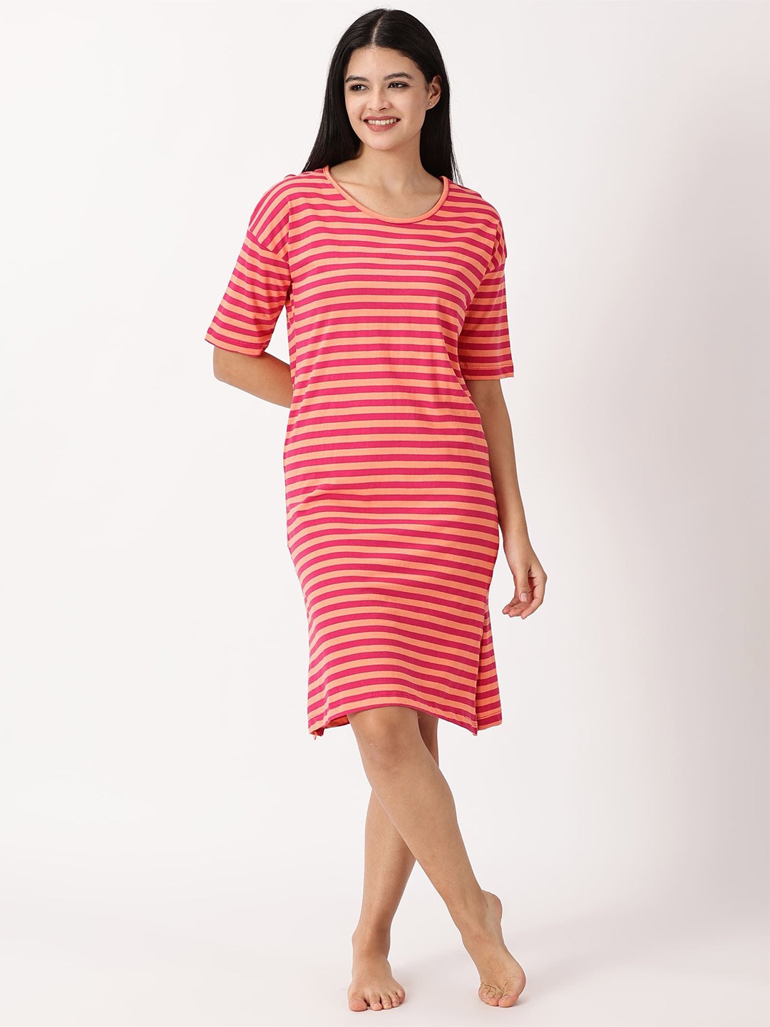 

RAVINIK Printed Nightdress, Peach