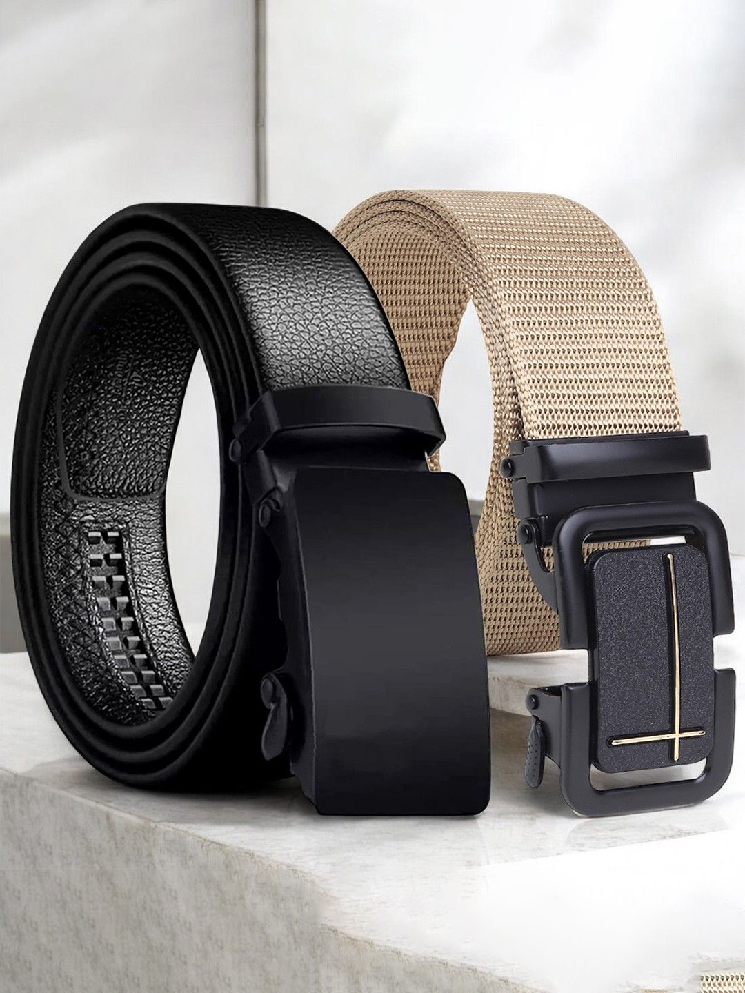 

Metronaut Men Pack of 2 Textured Belt, Brown