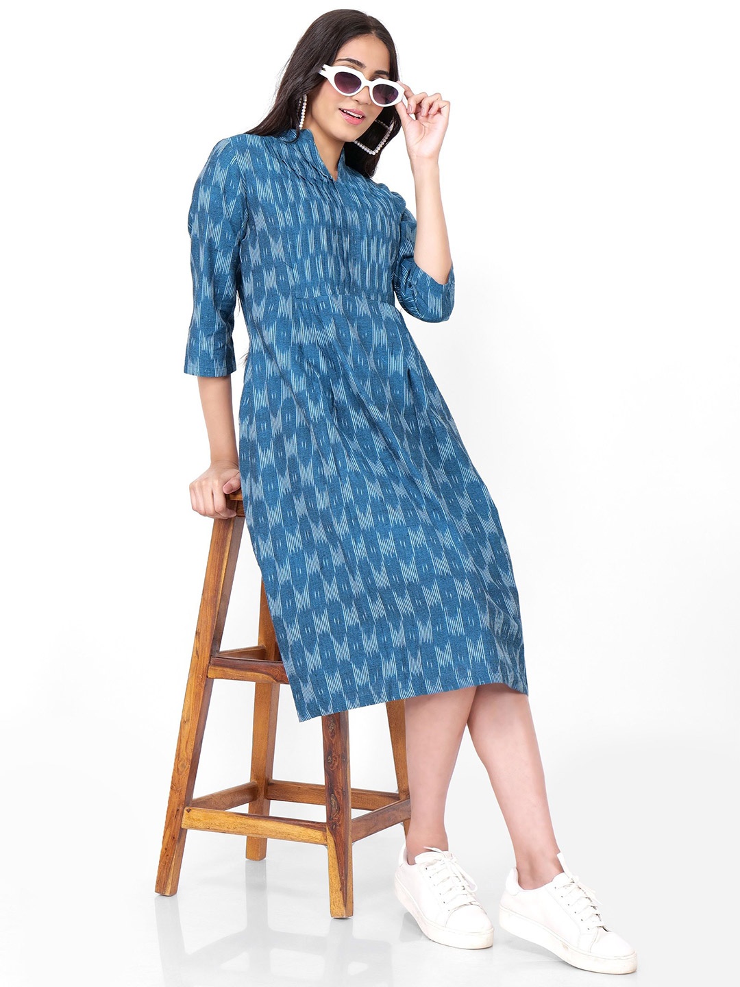 

Jivitha Print A-Line Midi Dress, Blue