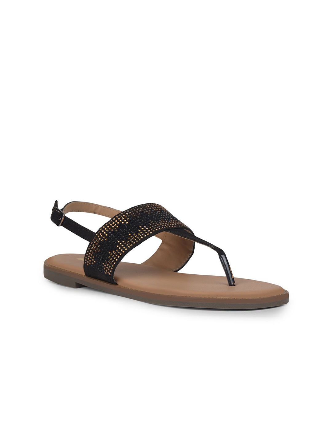

Bata Women Embellished T-Strap Flats, Black