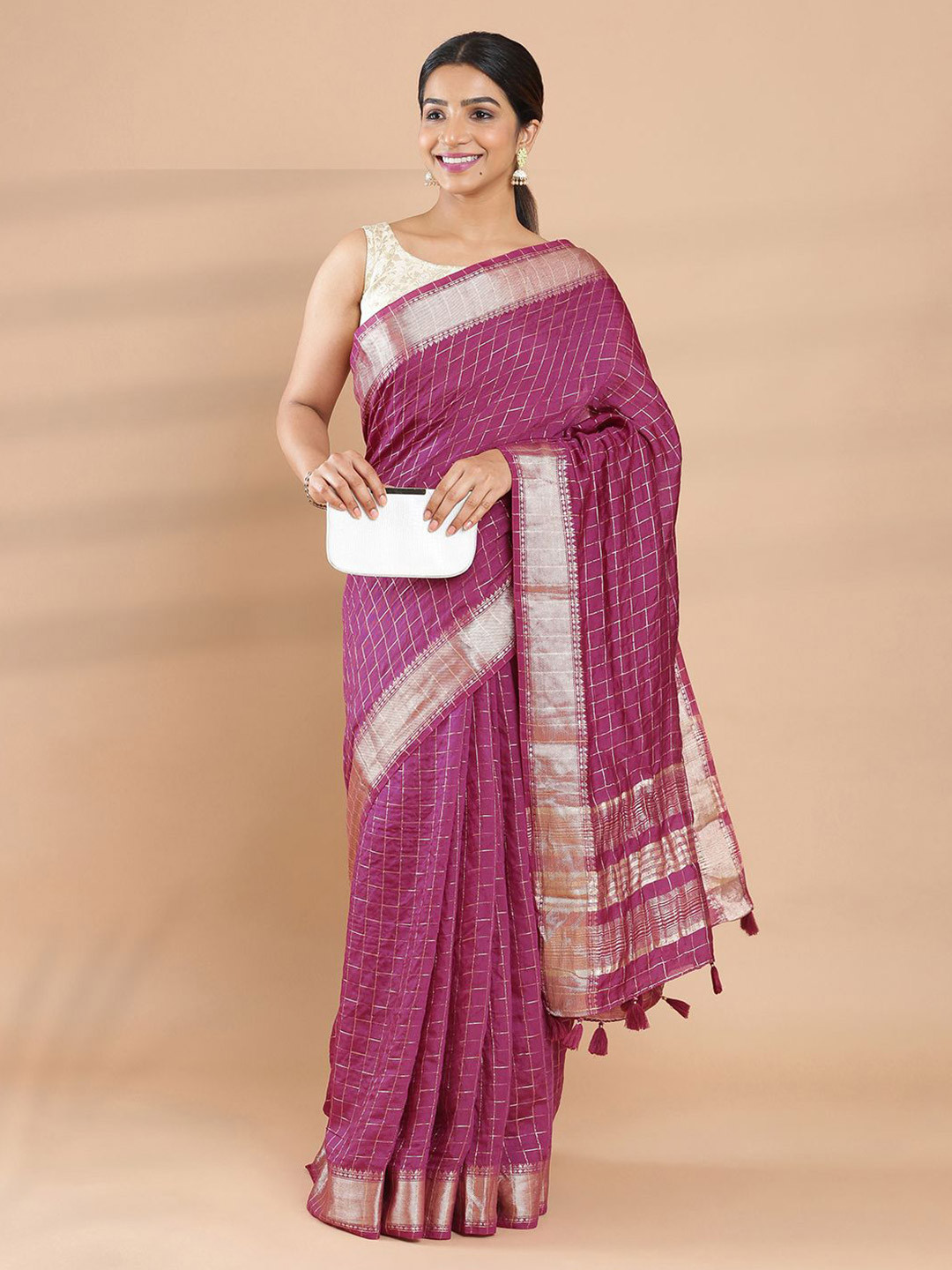 

Kalyan Silks Checked Zari Saree, Purple