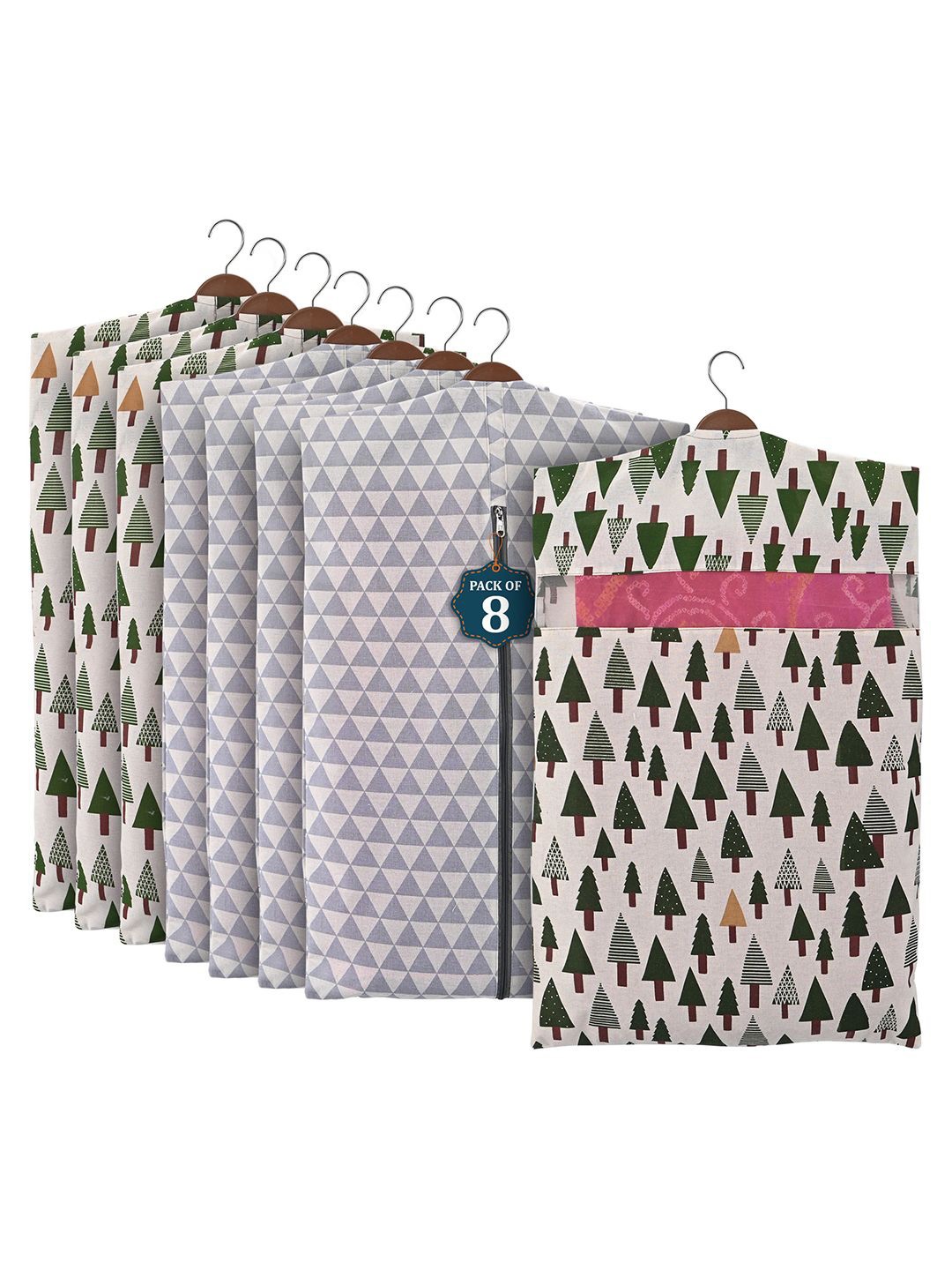 

Kuber Industries Grey Set of 8 Regular Hanging Saree Cover Multi-Utility Organisers