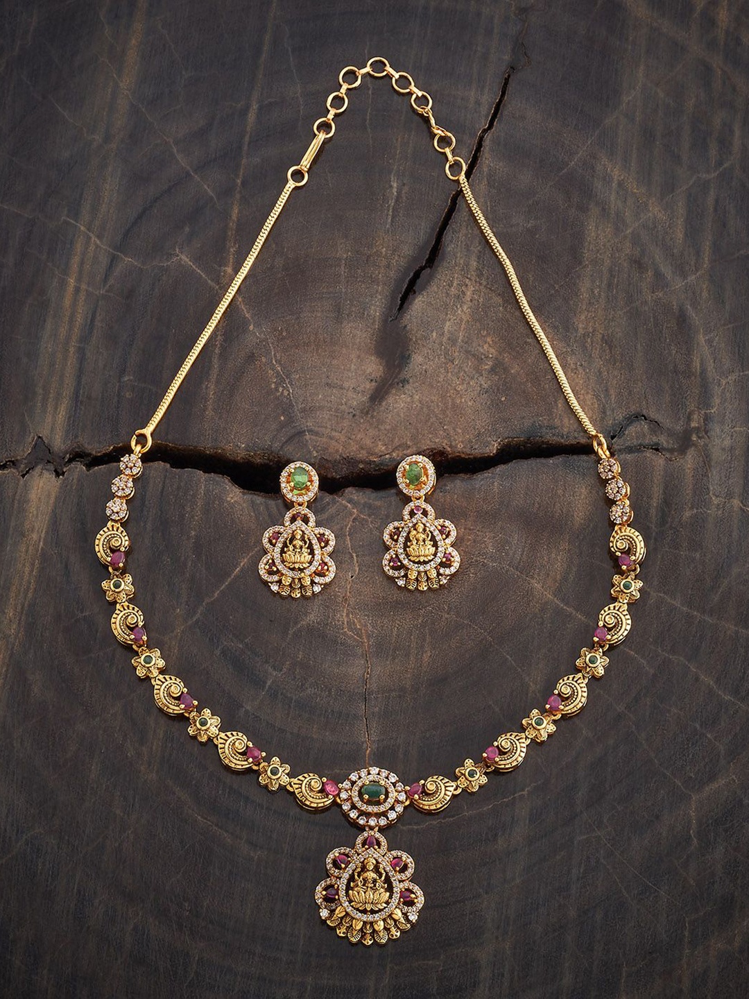 

Kushal's Fashion Jewellery Gold-Plated Stone-Studded Jewellery Set
