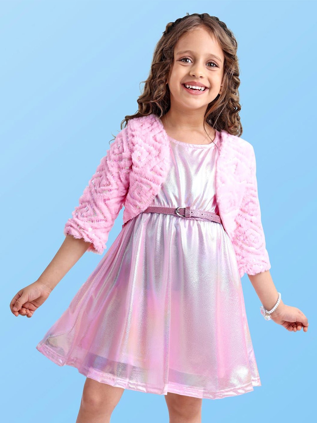 

Hola Bonita Girls Sleeveless Fit & Flare Dress, Pink
