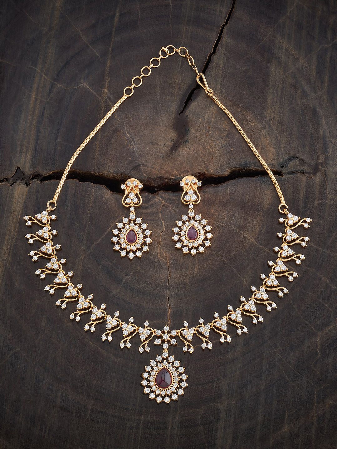 

Kushal's Fashion Jewellery Gold-Plated Stone-Studded Jewellery Set