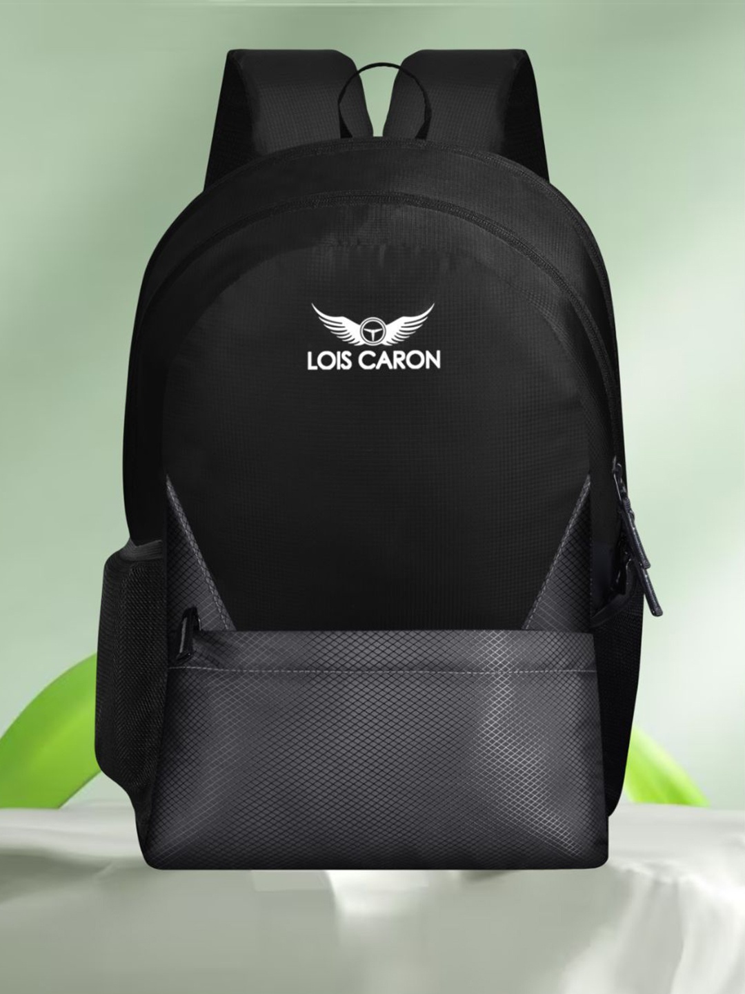 

LOIS CARON Unisex Brand Logo Laptop Backpack, Black