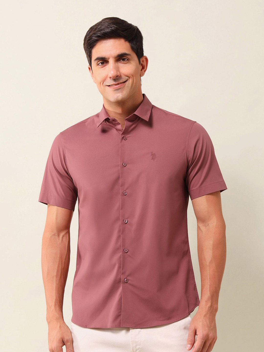 

U.S. Polo Assn. Men Tailored Fit Opaque Casual Shirt, Pink