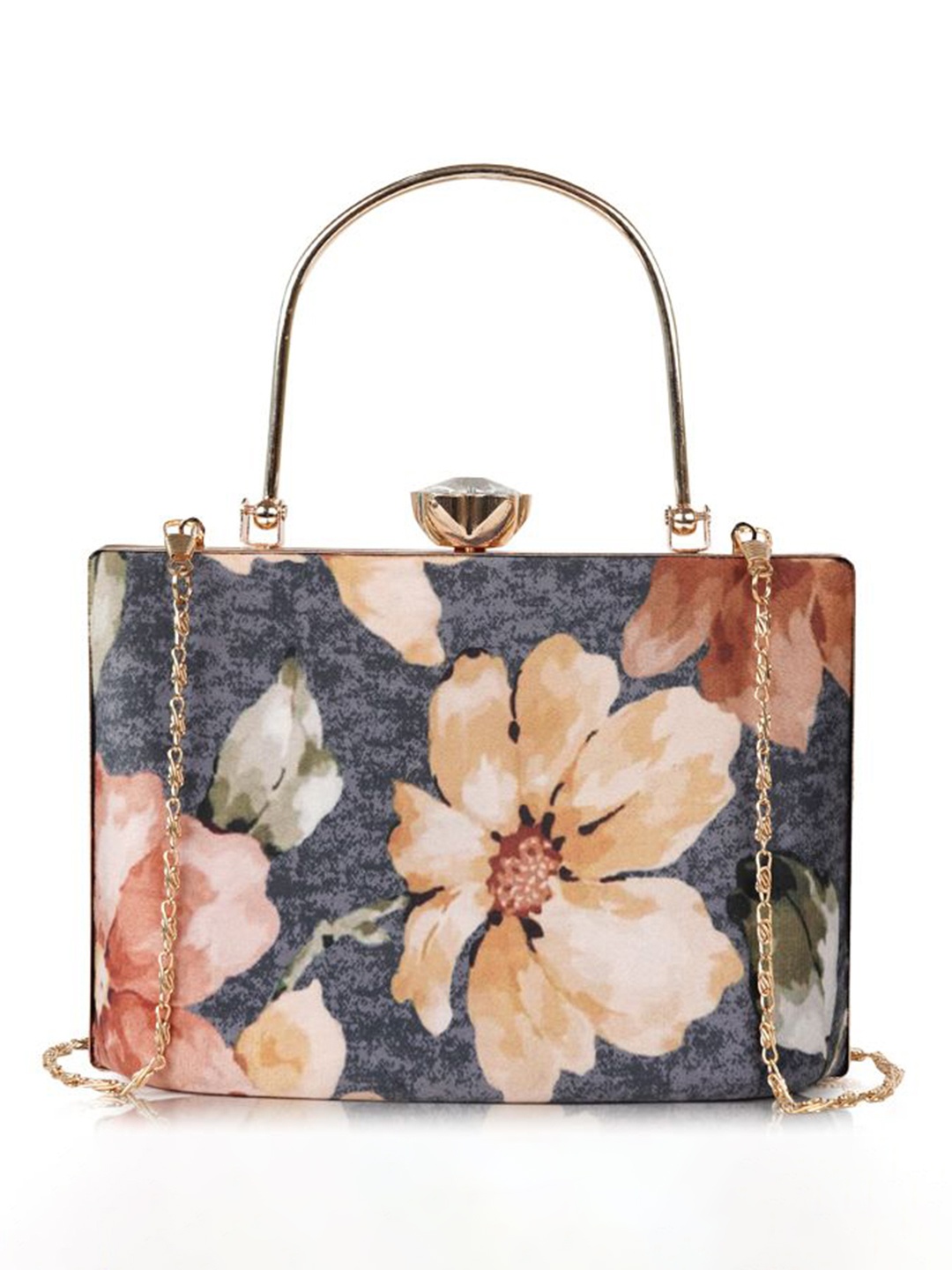 

SPOTIC Floral Printed Purse Clutch, Grey