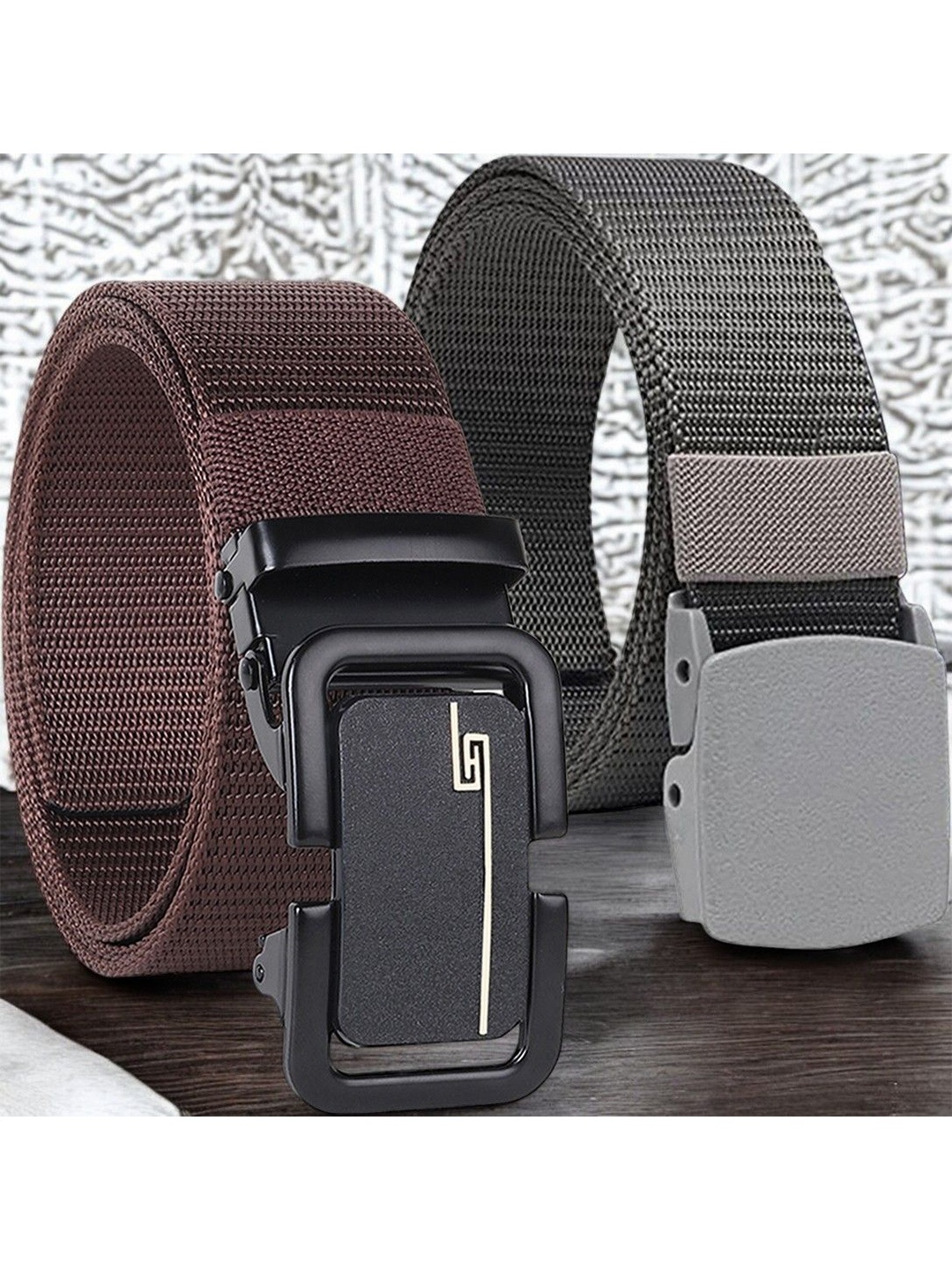 

Metronaut Men Pack of 2 Textured Belt, Grey