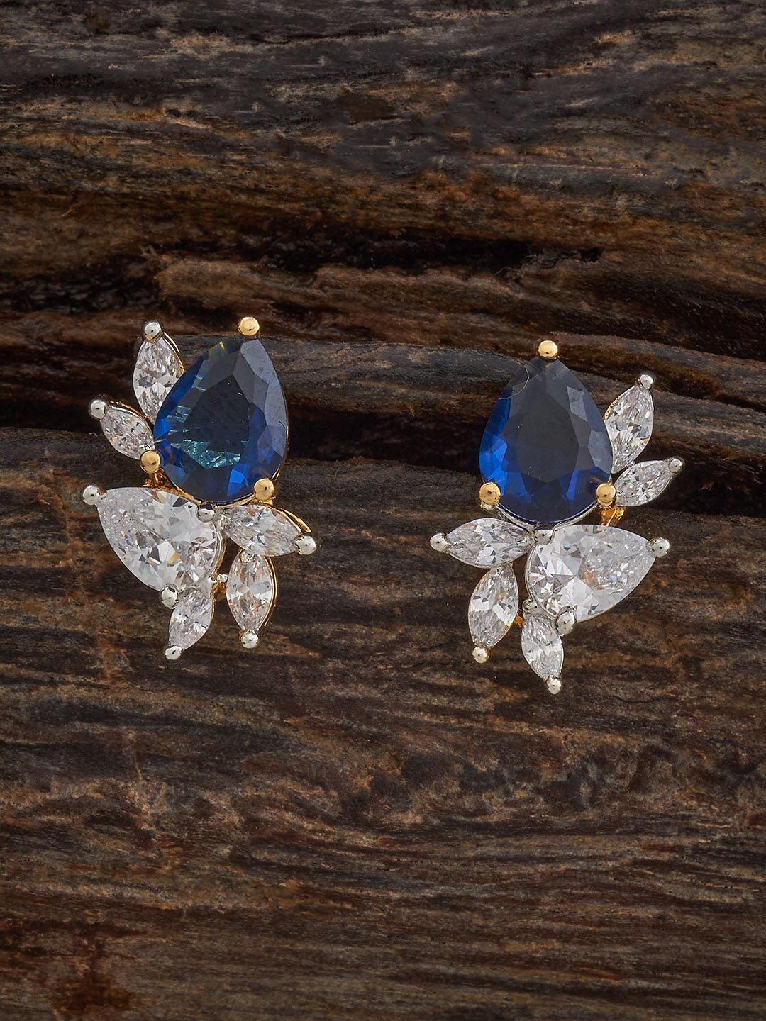 

Kushal's Fashion Jewellery Gold-Plated Zircon Studded Teardrop Shaped Studs