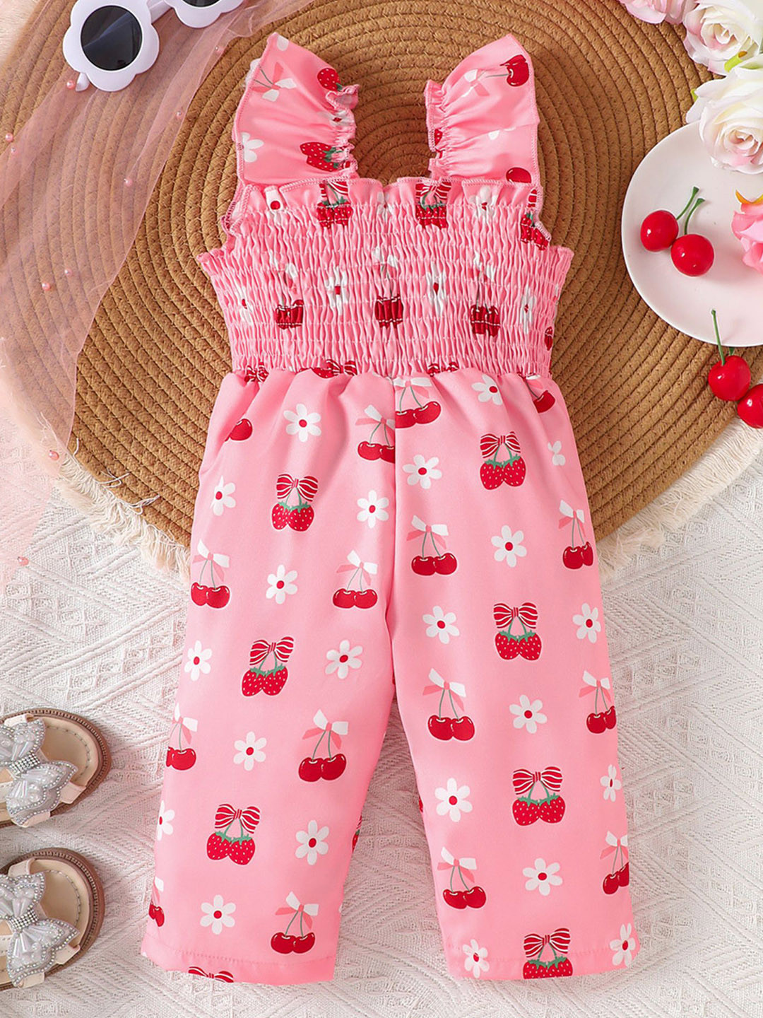 

LULU & SKY Girls Printed Basic Jumpsuit, Pink