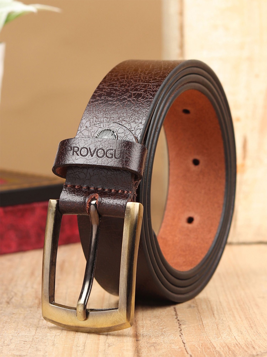 

Provogue Men Textured Leather Formal Belt, Brown