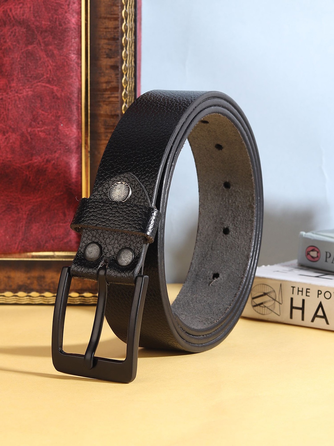 

Provogue Men Textured Leather Formal Belt, Black