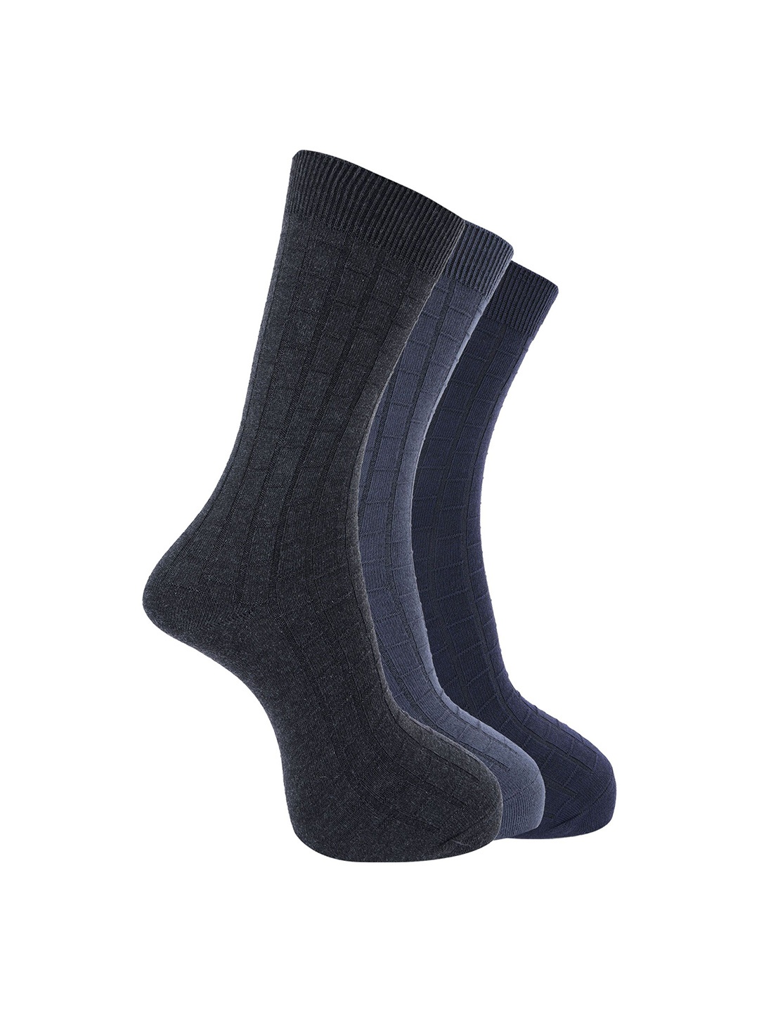 

Dollar Men Pack of 3 Free Size Full Length Cotton Socks, Navy blue