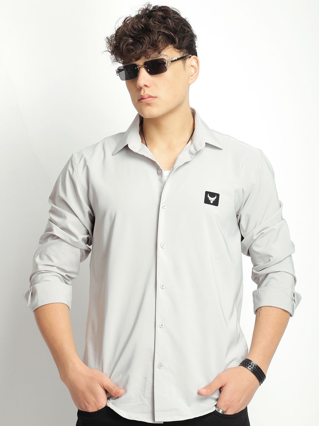 

JIMMY & JORDAN Men Standard Opaque Casual Shirt, Silver