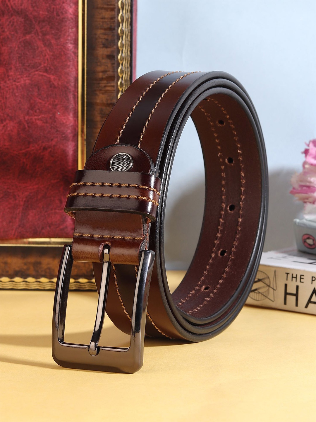 

Provogue Men Textured Leather Formal Belt, Brown