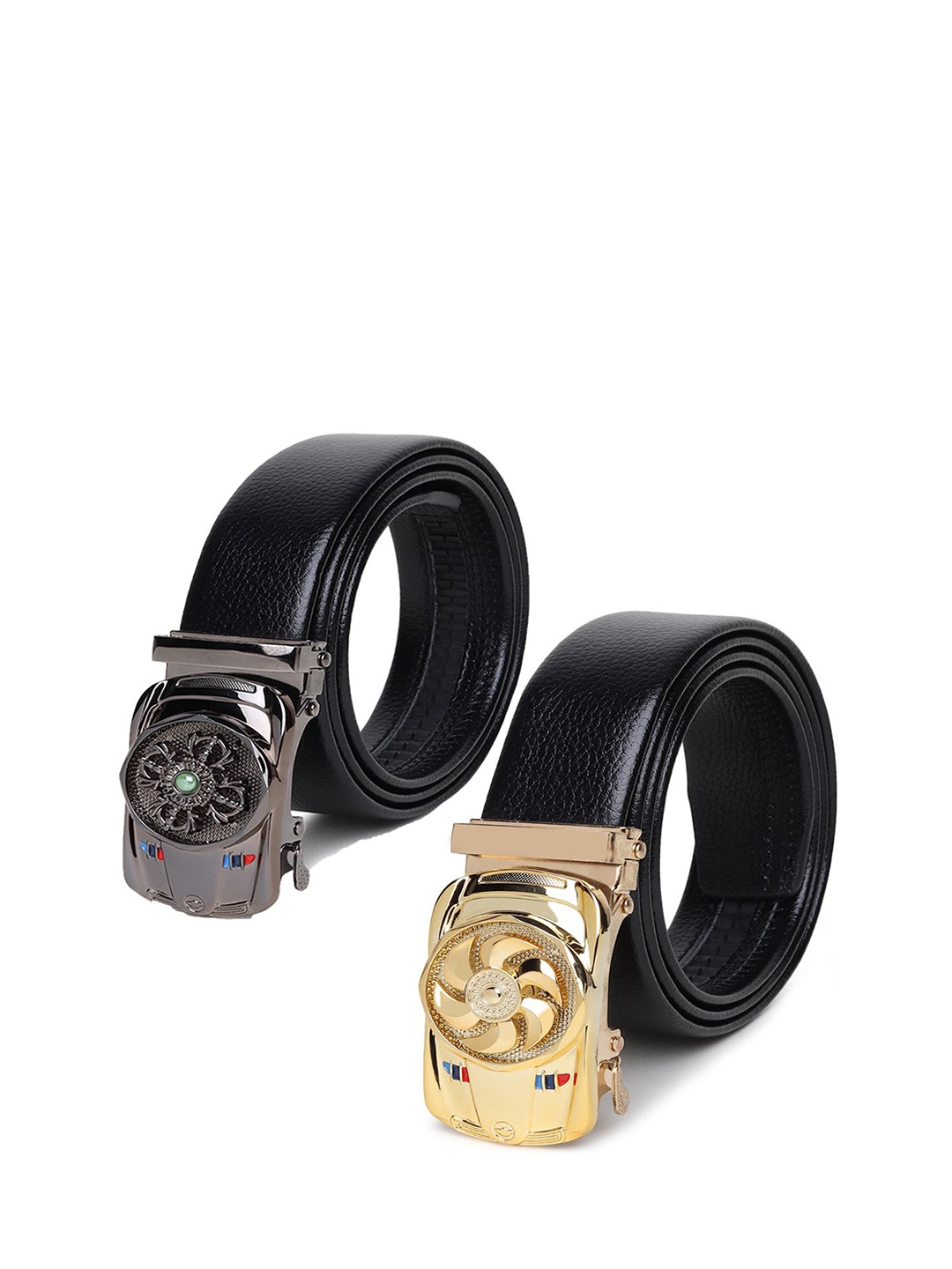 

Provogue Men Pack of 2 Textured Belts, Black
