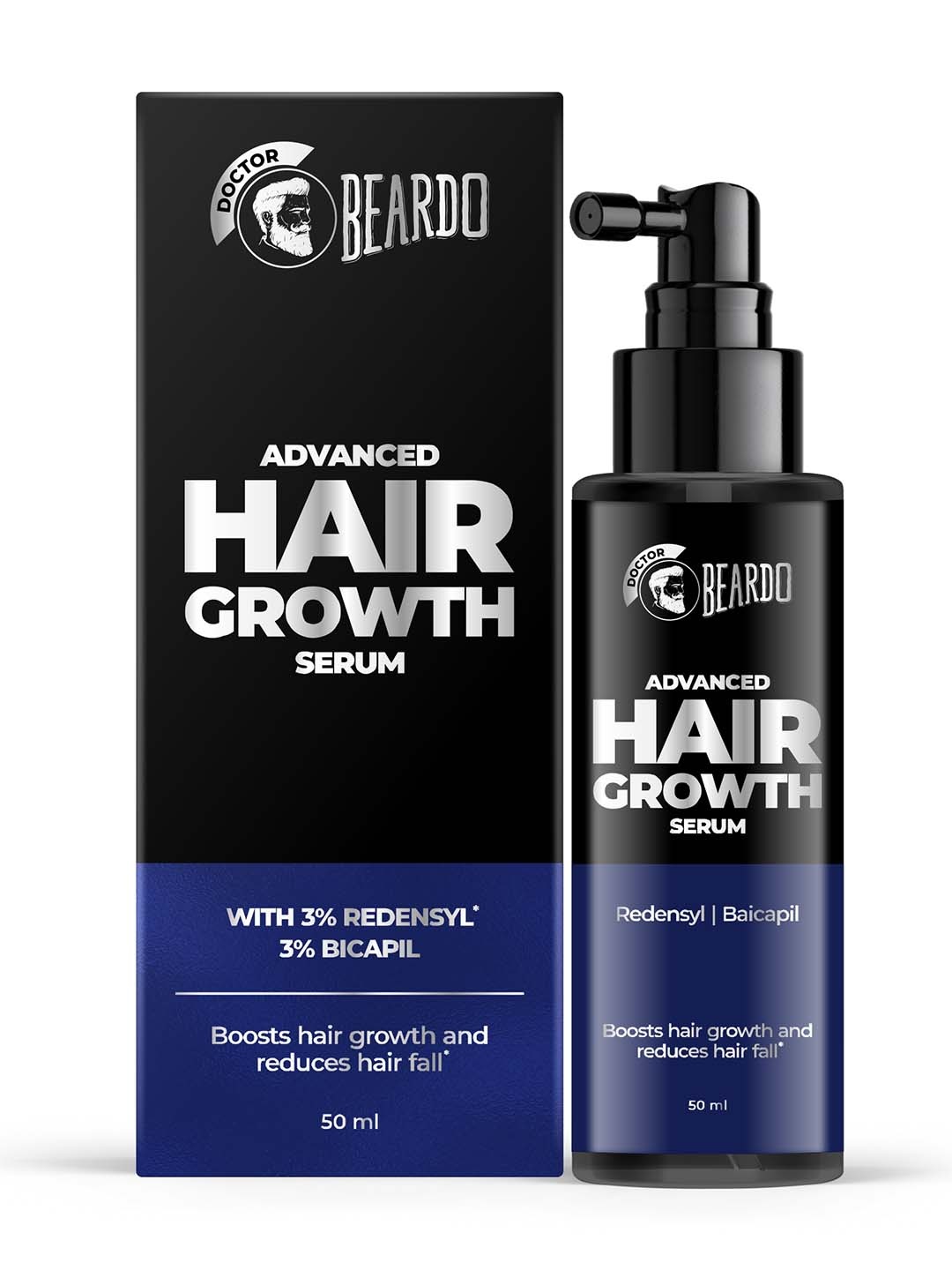 

BEARDO Men Advanced Hair Growth Serum With 3% Redensyl Anagain & 3% Bicapil - 50ml, Black