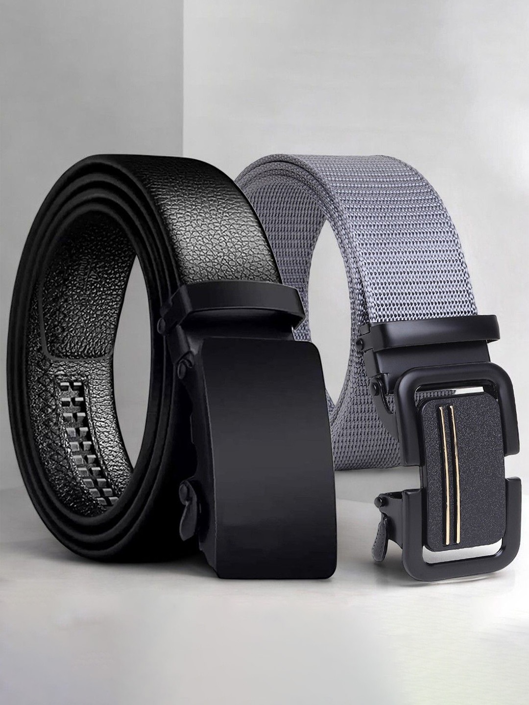 

Provogue Men Pack of 2 Textured Belts, Black