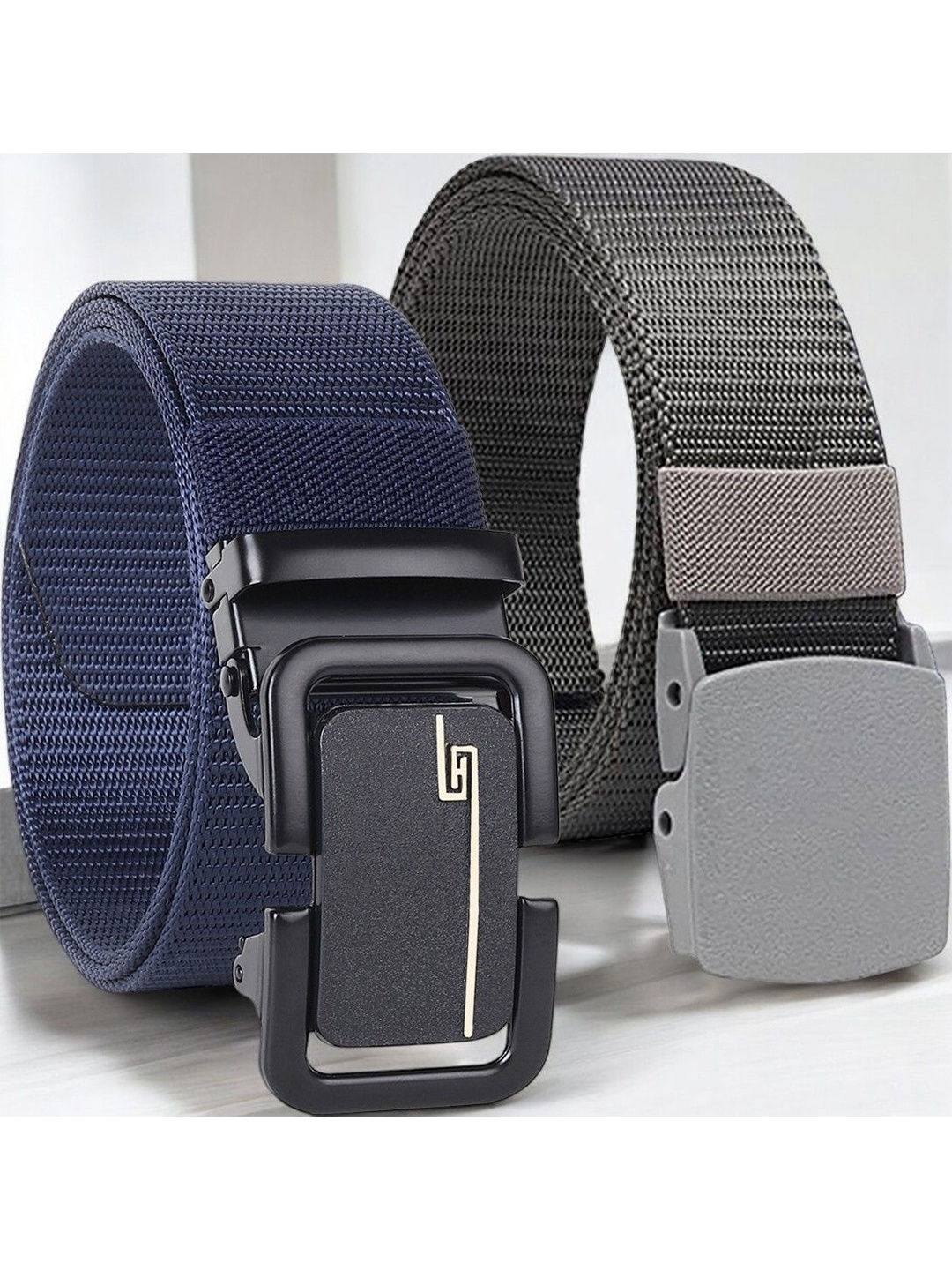 

Metronaut Men Pack of 2 Fabric Belt, Grey