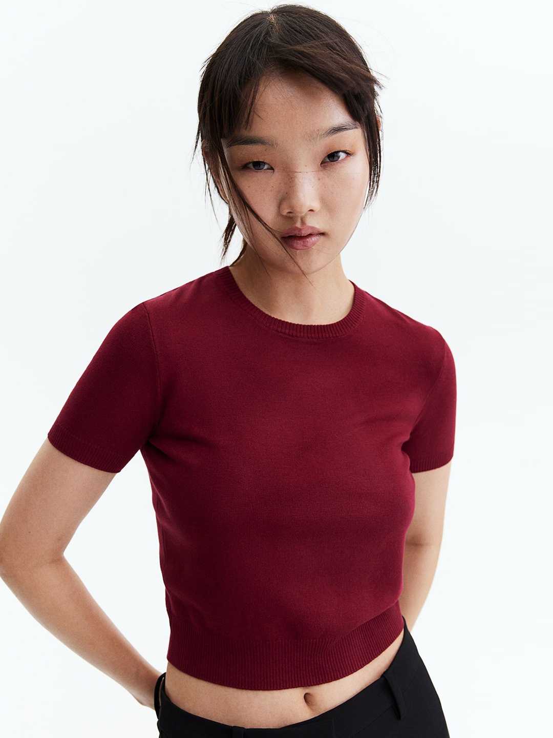

H&M Fine-Knit T-Shirt, Red