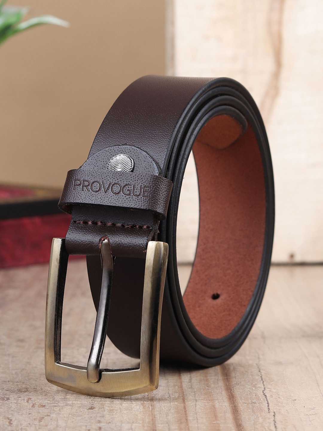 

Provogue Men Textured Leather Formal Belt, Brown