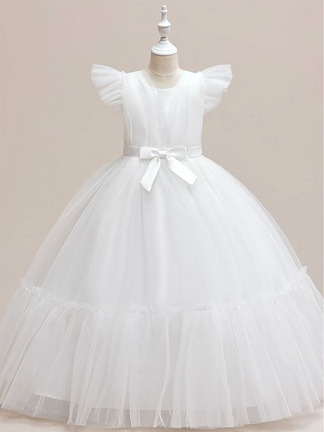

LULU & SKY Flutter Sleeve Fit & Flare Maxi Dress, White