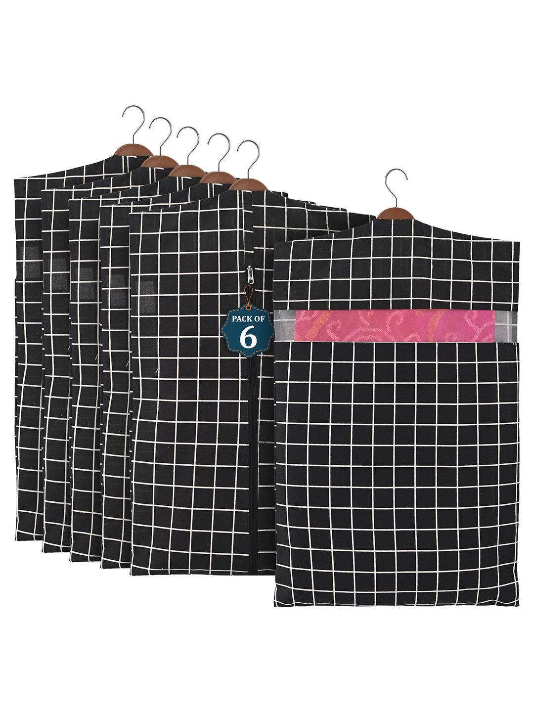 

Kuber Industries Black Set of 6 Regular Multi-Utility Organisers