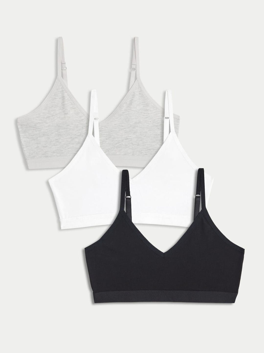 

Marks & Spencer Girls Pack Of 3 Cotton Bralette Crop Top, Grey