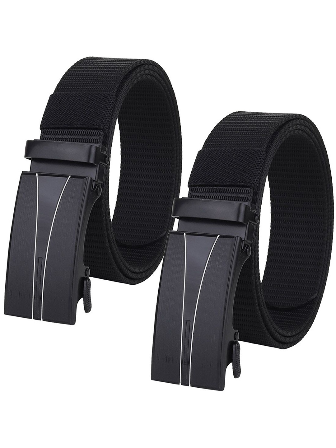 

Provogue Men Pack Of 2 Canvas Woven Design Belt, Black