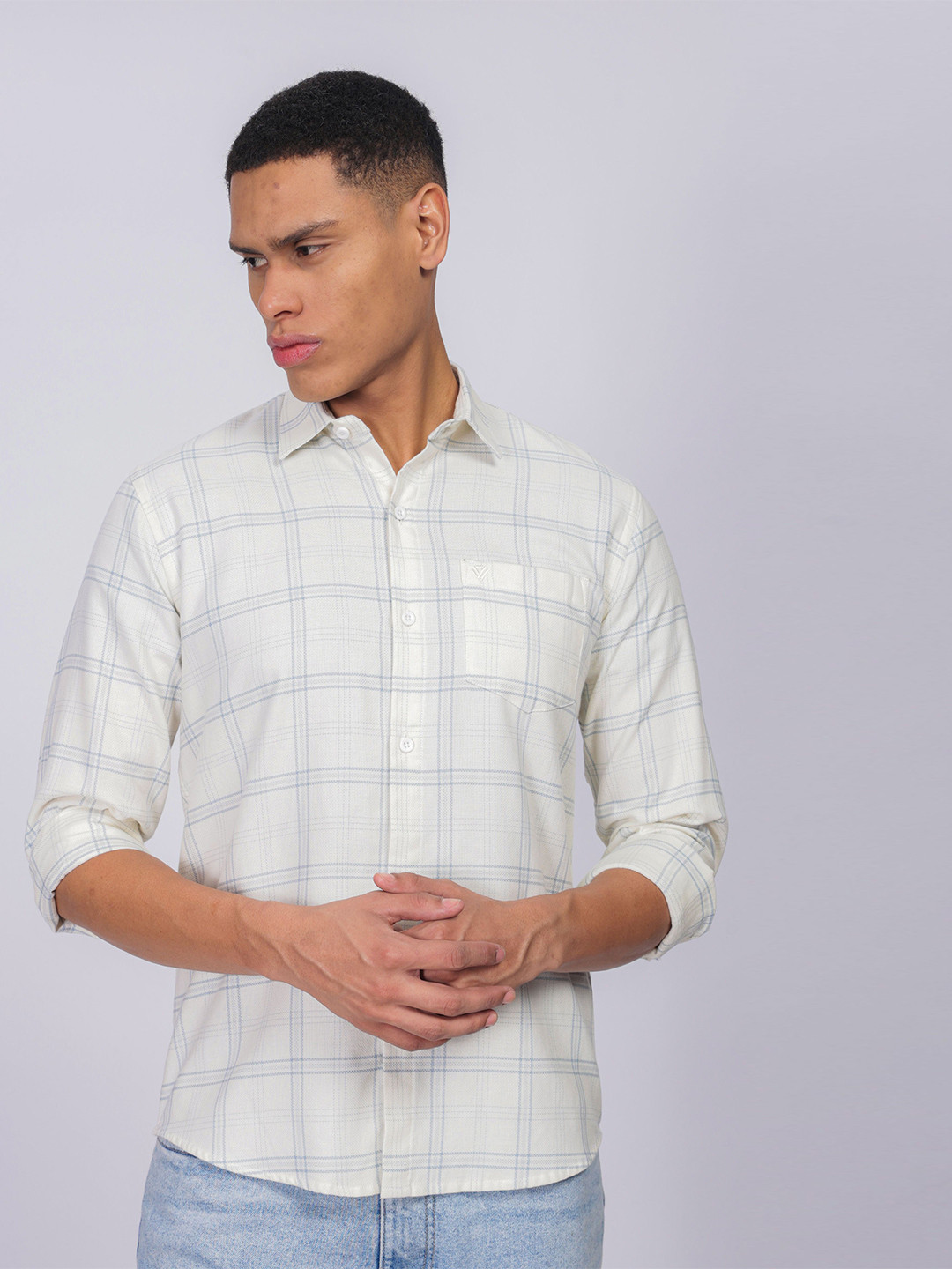 

BS BLUE SQUAD Men Slim Fit Opaque Checked Casual Shirt
