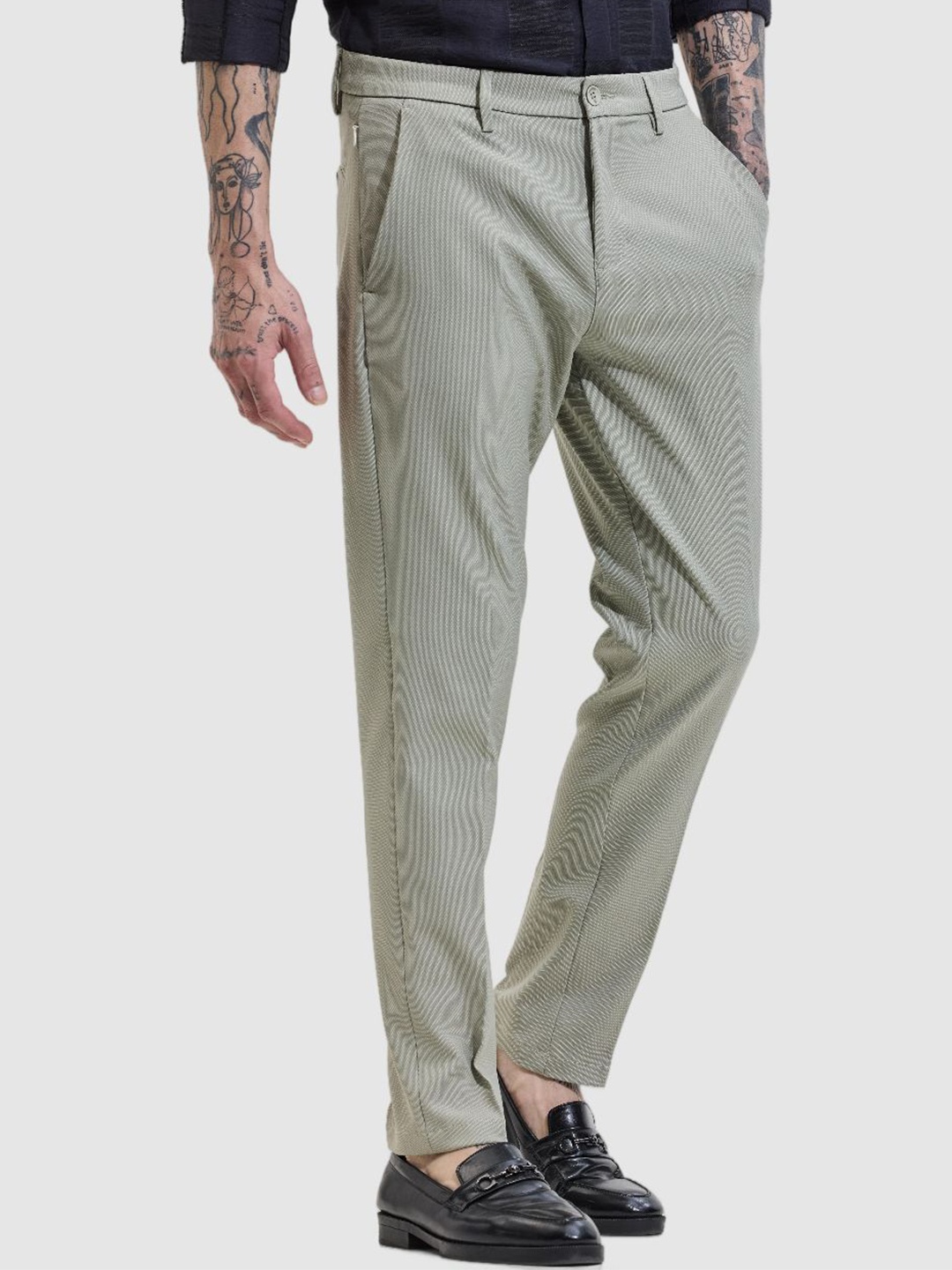 

Snitch Men Slim Fit Mid-Rise Trousers, Green