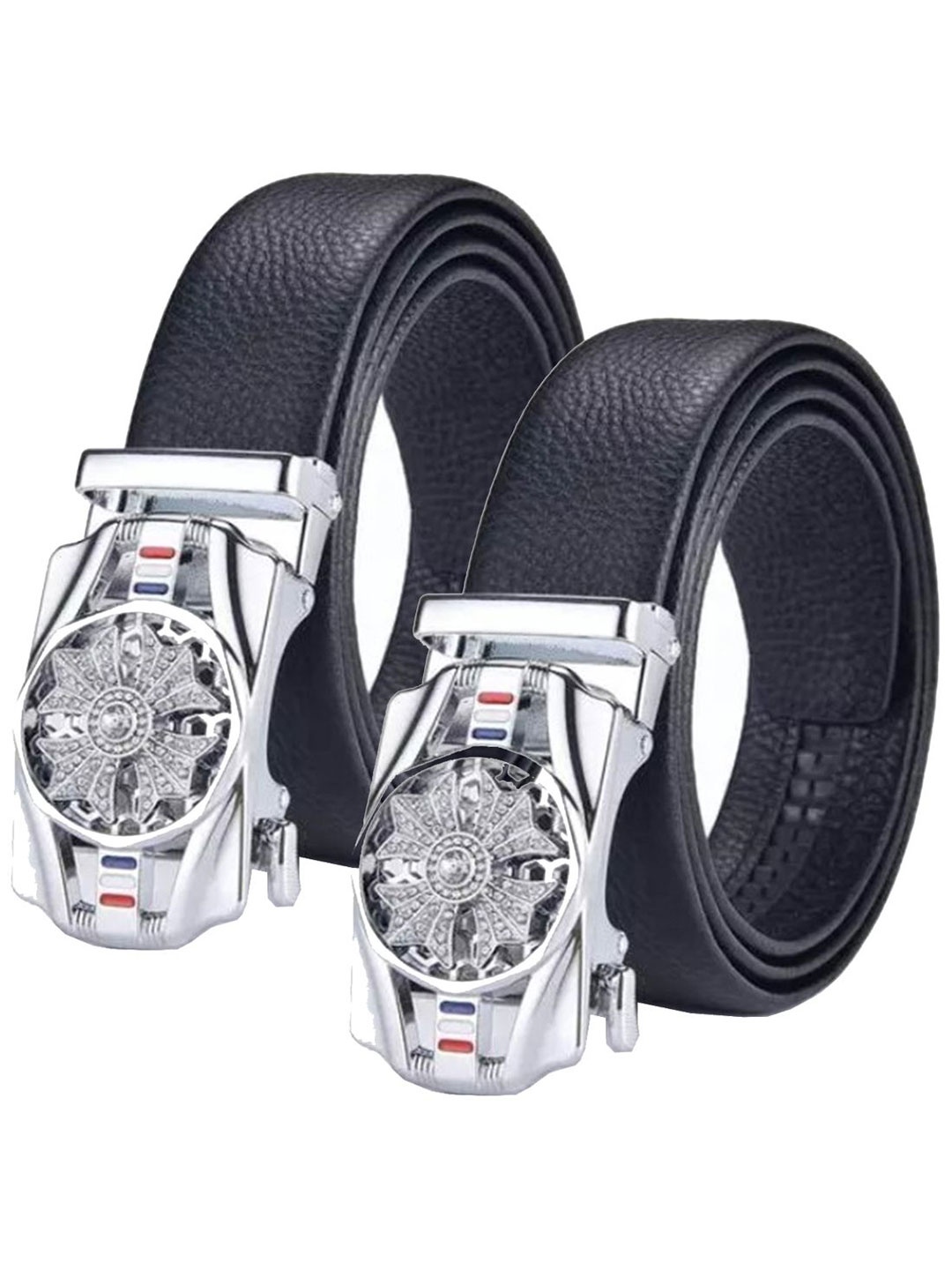 

Provogue Men Pack Of 2 Textured PU Formal Belt, Black