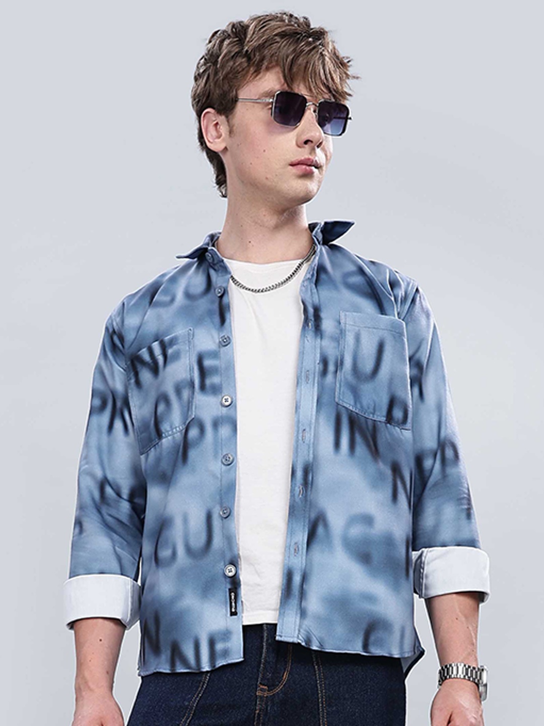 

BUMCHIQ Men Comfort Opaque Printed Casual Shirt, Blue