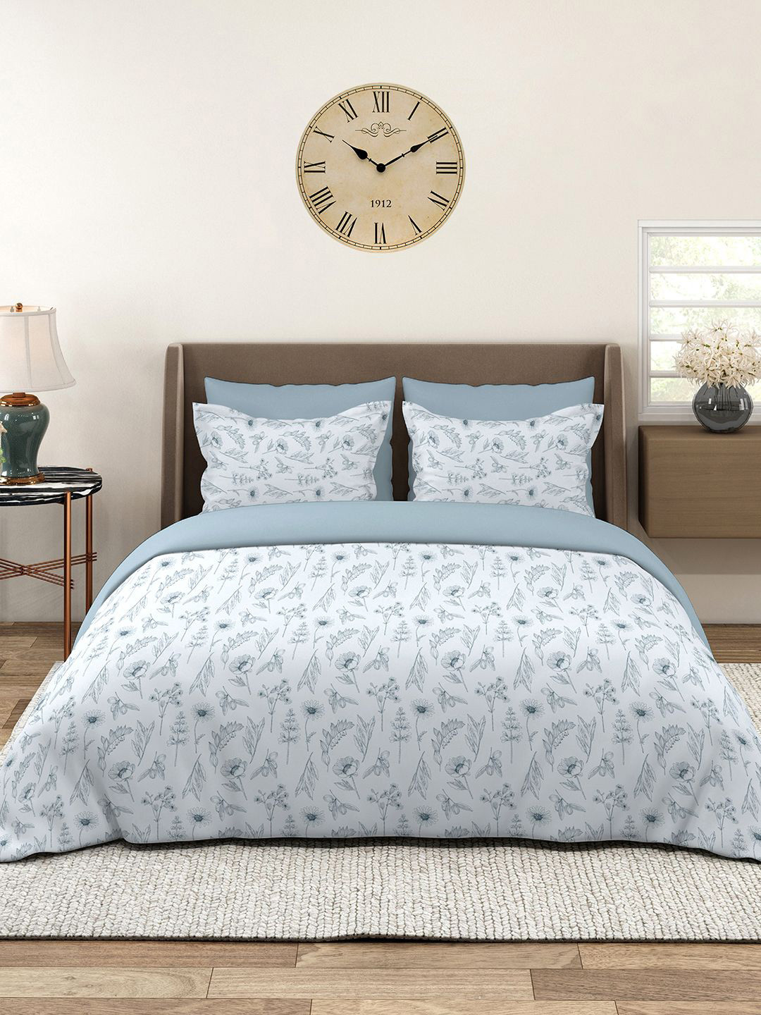 

Layers Home Easy White Pure Cotton 144 TC Floral Print Double Bedsheet Set 2.54 m x 2.23 m