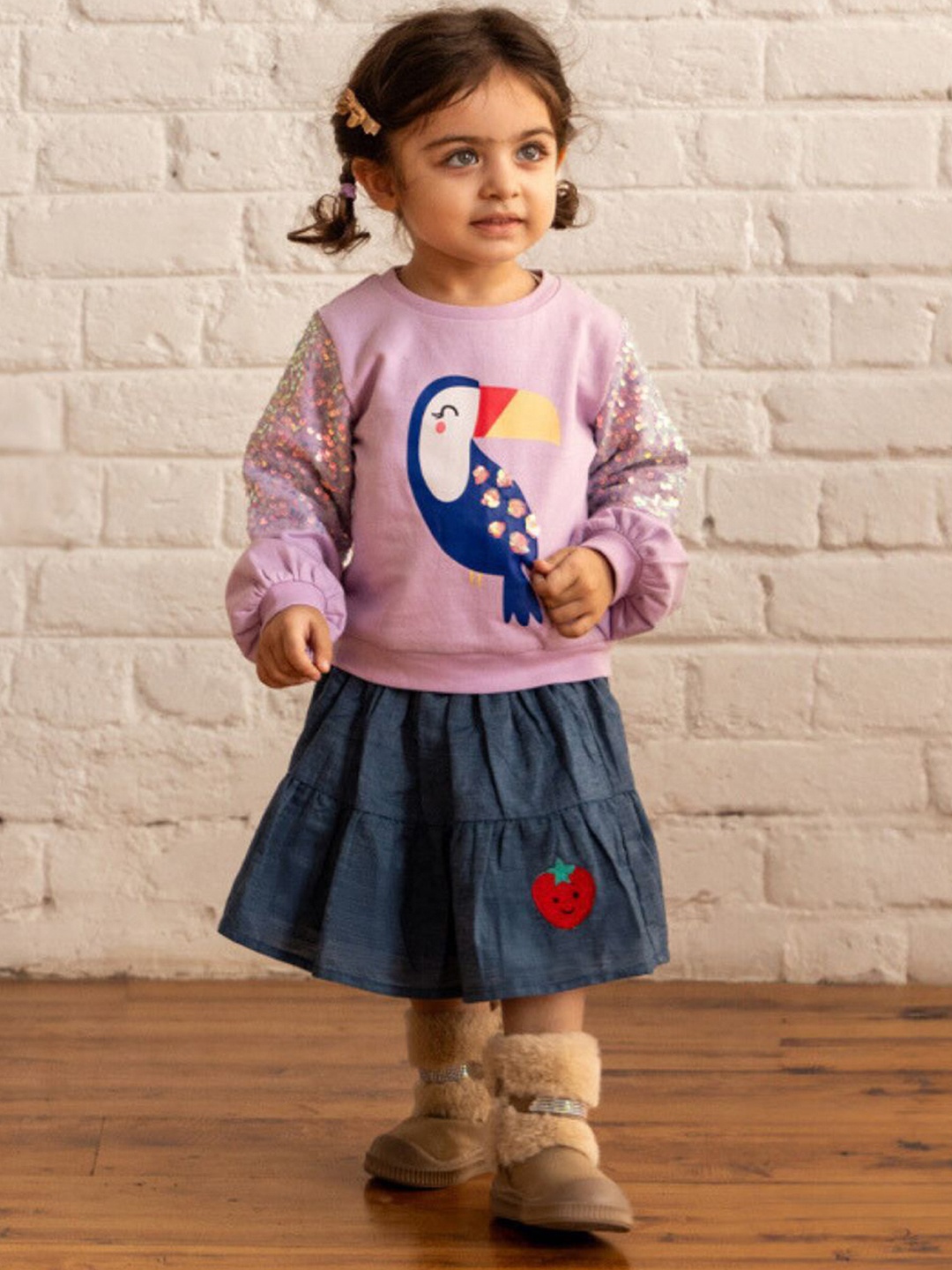 

TIDY SLEEP Girls Embroidered Antimicrobial Cotton Sweatshirt, Lavender
