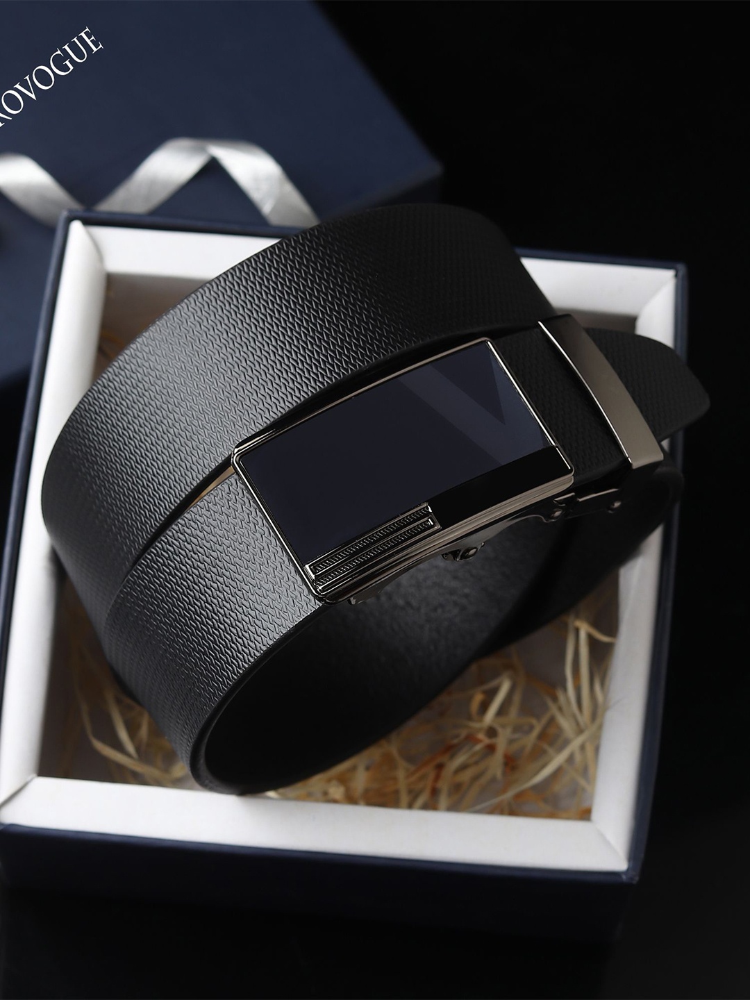 

Provogue Men Textured Leather Belt, Black