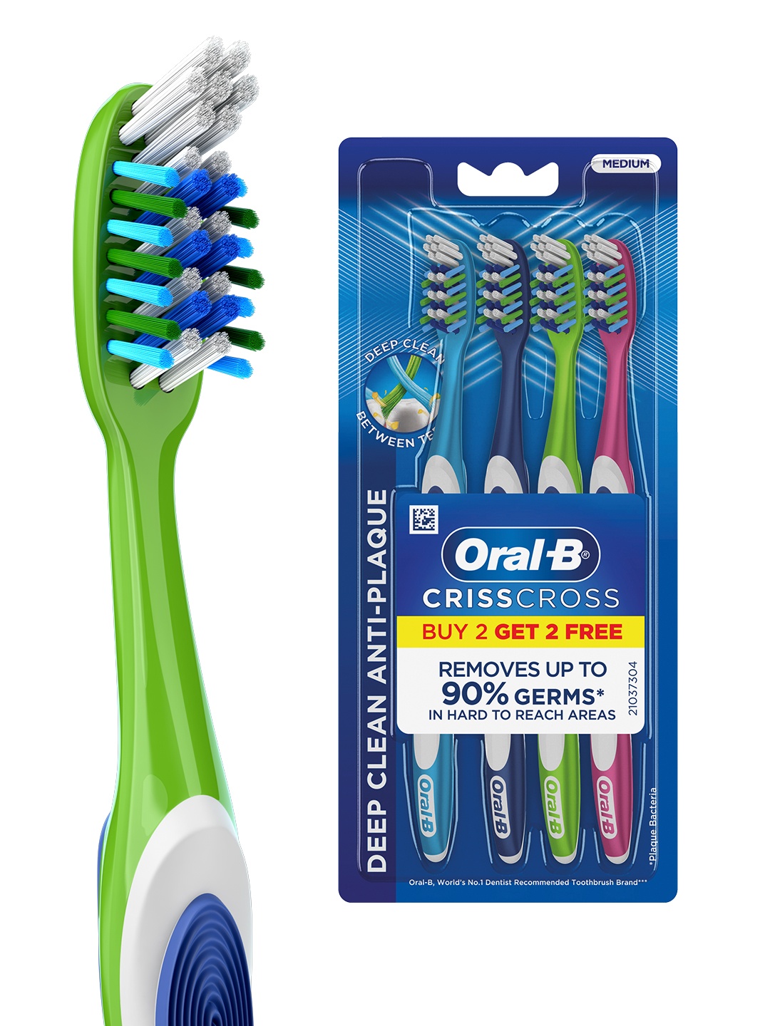 

Oral - B Criss Cross Pro health Toothbrush - Buy 2 Get 2 Free, Multi