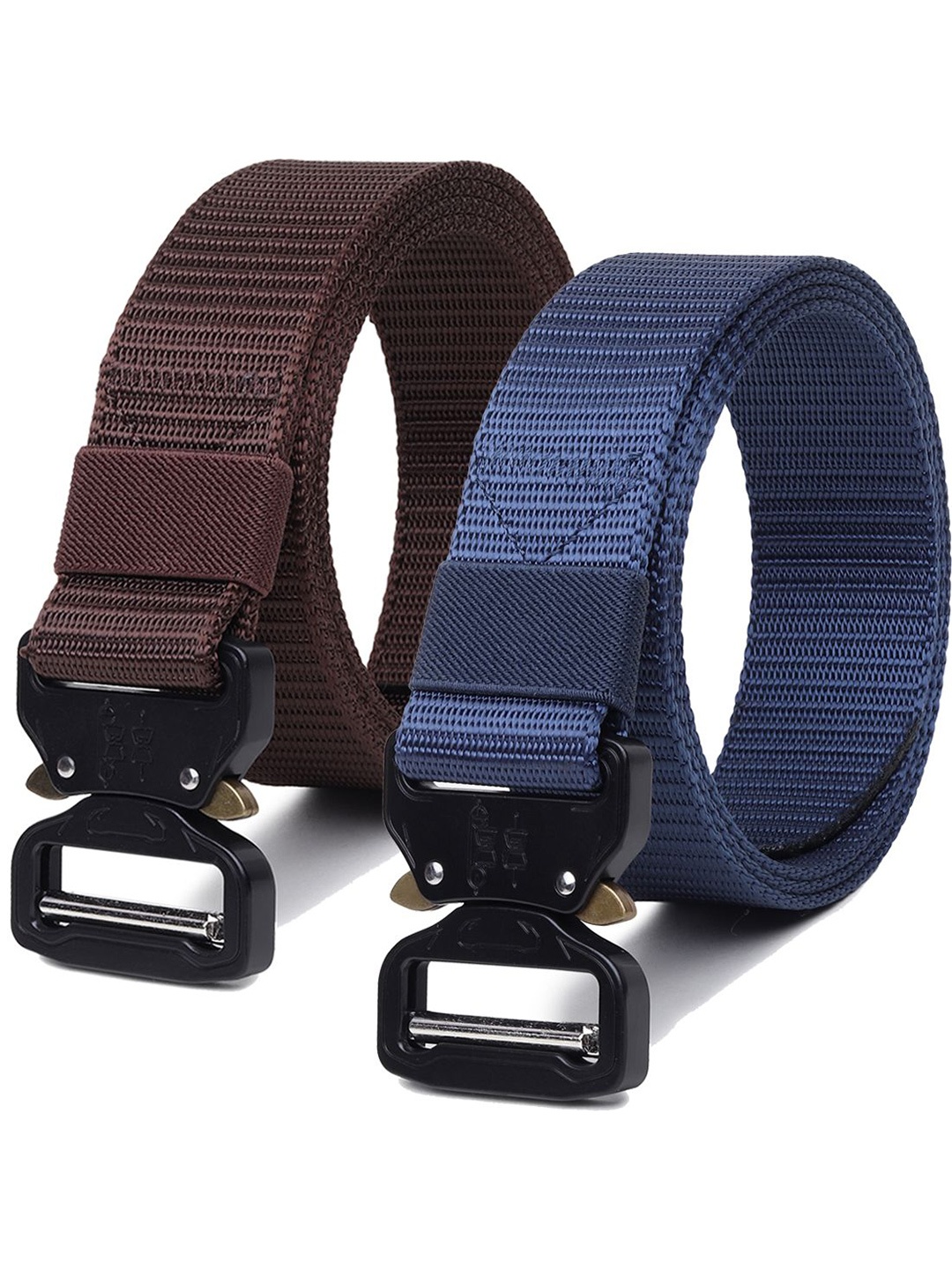 

Provogue Men Pack of 2 Woven Design Belts, Blue