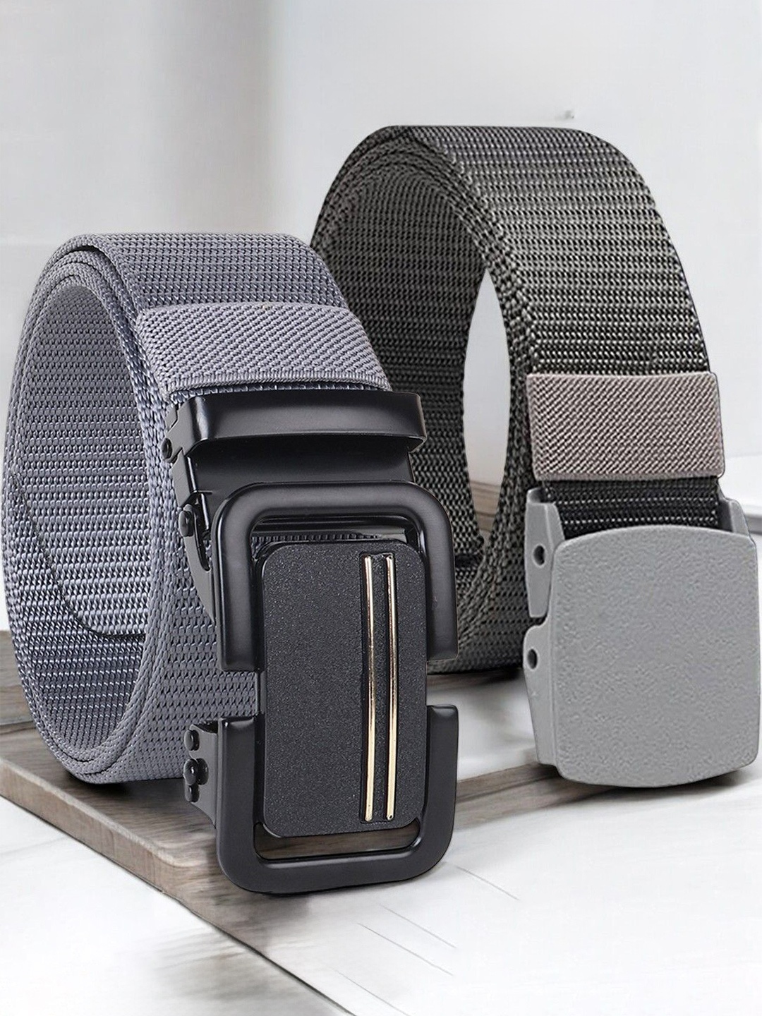 

Metronaut Men Pack Of 2 Textured Belt, Grey