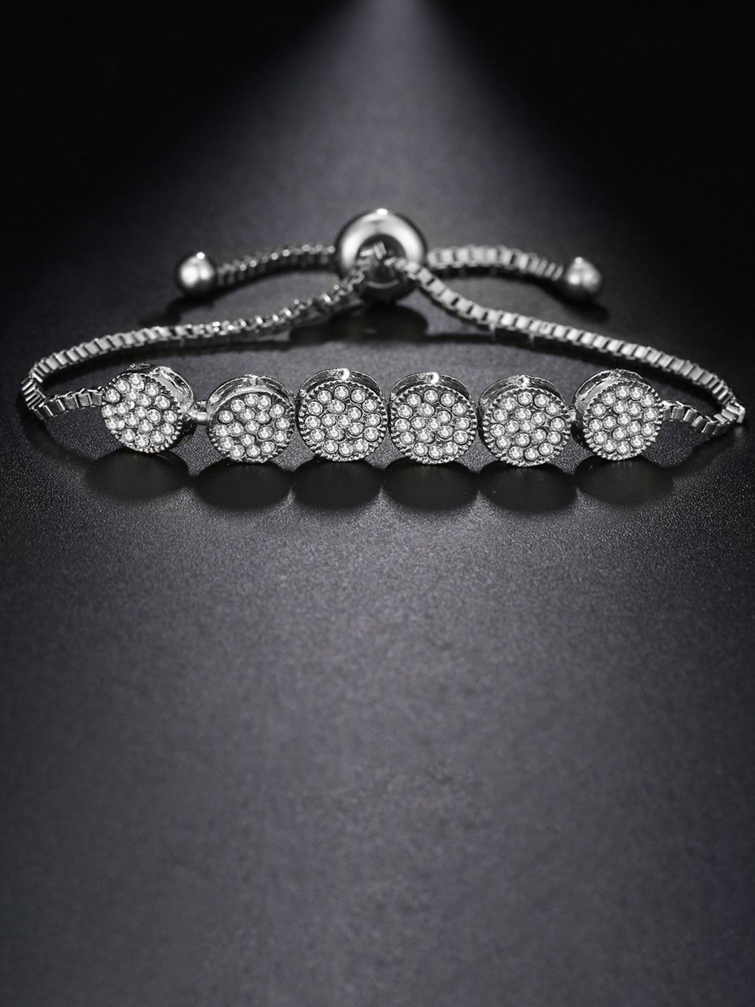 

Peora Silver-Plated Cubic Zirconia Studded Adjustable Wraparound Bracelet