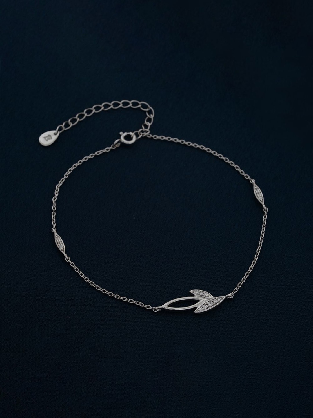

Zalkari 925 Sterling Silver-Plated Artificial Stones Studded Anklet