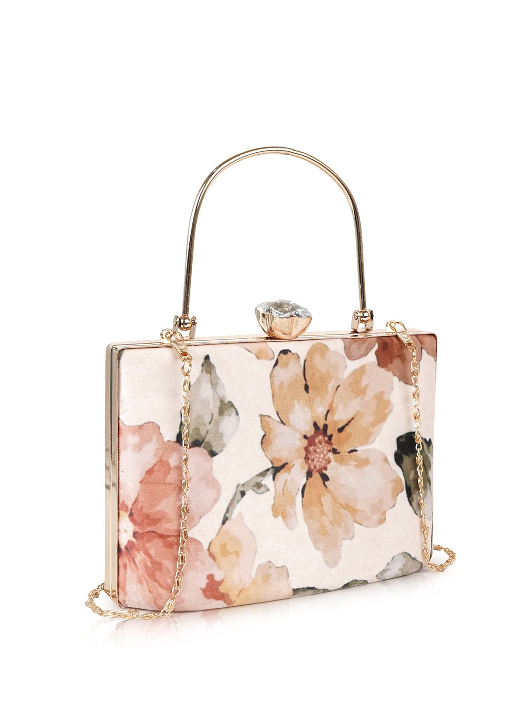 

SPOTIC Floral Printed Purse Clutch, Cream