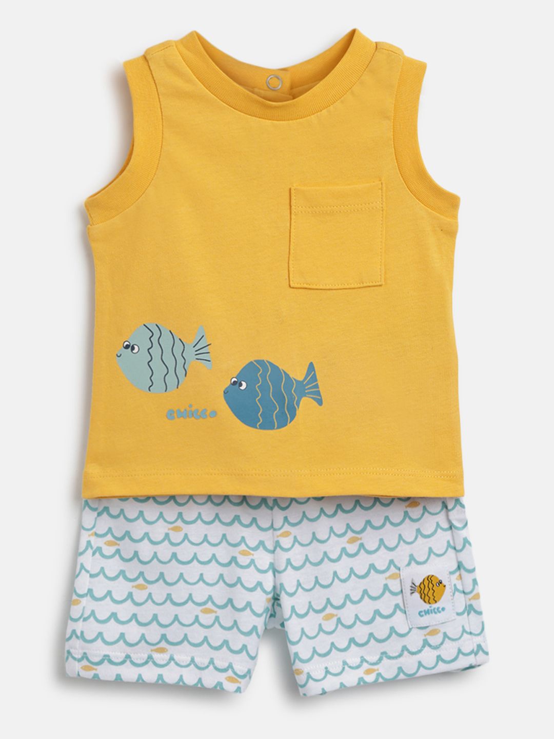 

Chicco Boys Printed Pure Cotton T-Shirt With Shorts, Yellow