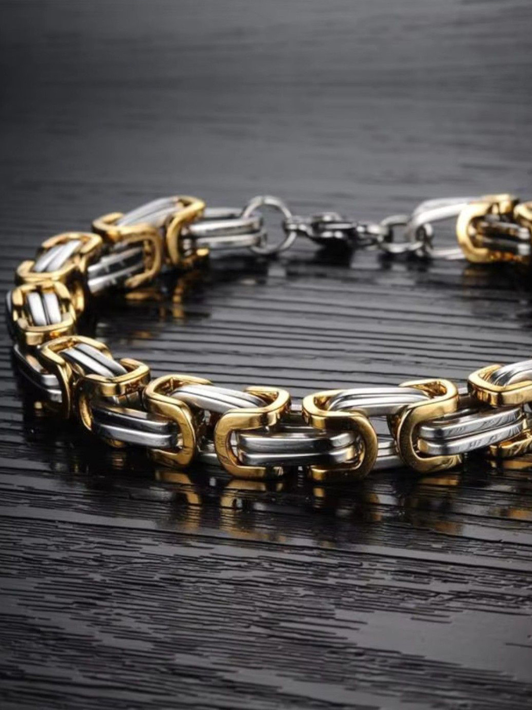 

NAKABH Men Gold-Plated Stainless Steel Bold Link Bracelet