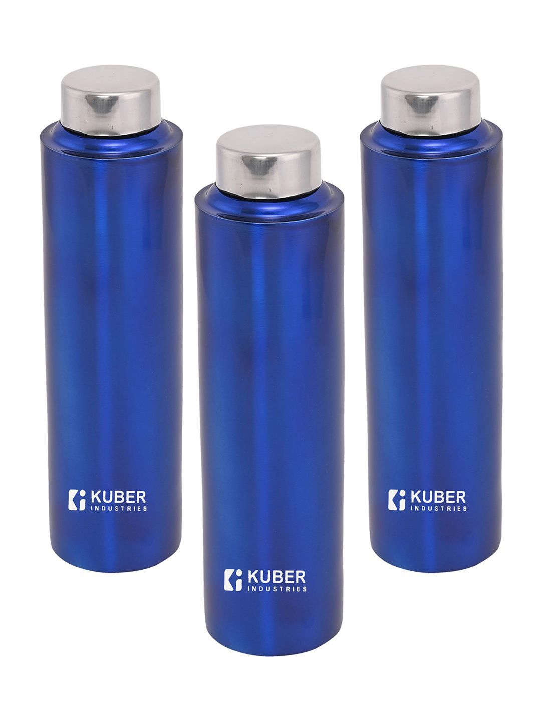 

Kuber Industries Blue 3 Pieces Stainless Steel Leakproof Water Bottle 1L